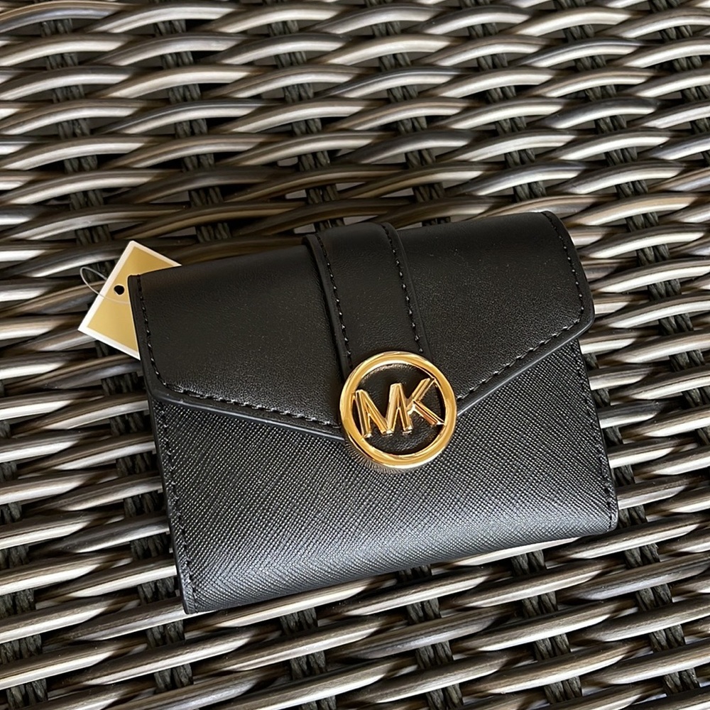 MICHAEL KORS CARMEN MEDIUM LOGO AND FAUX LEATHER WALLET BLACK - Picture 10 of 15